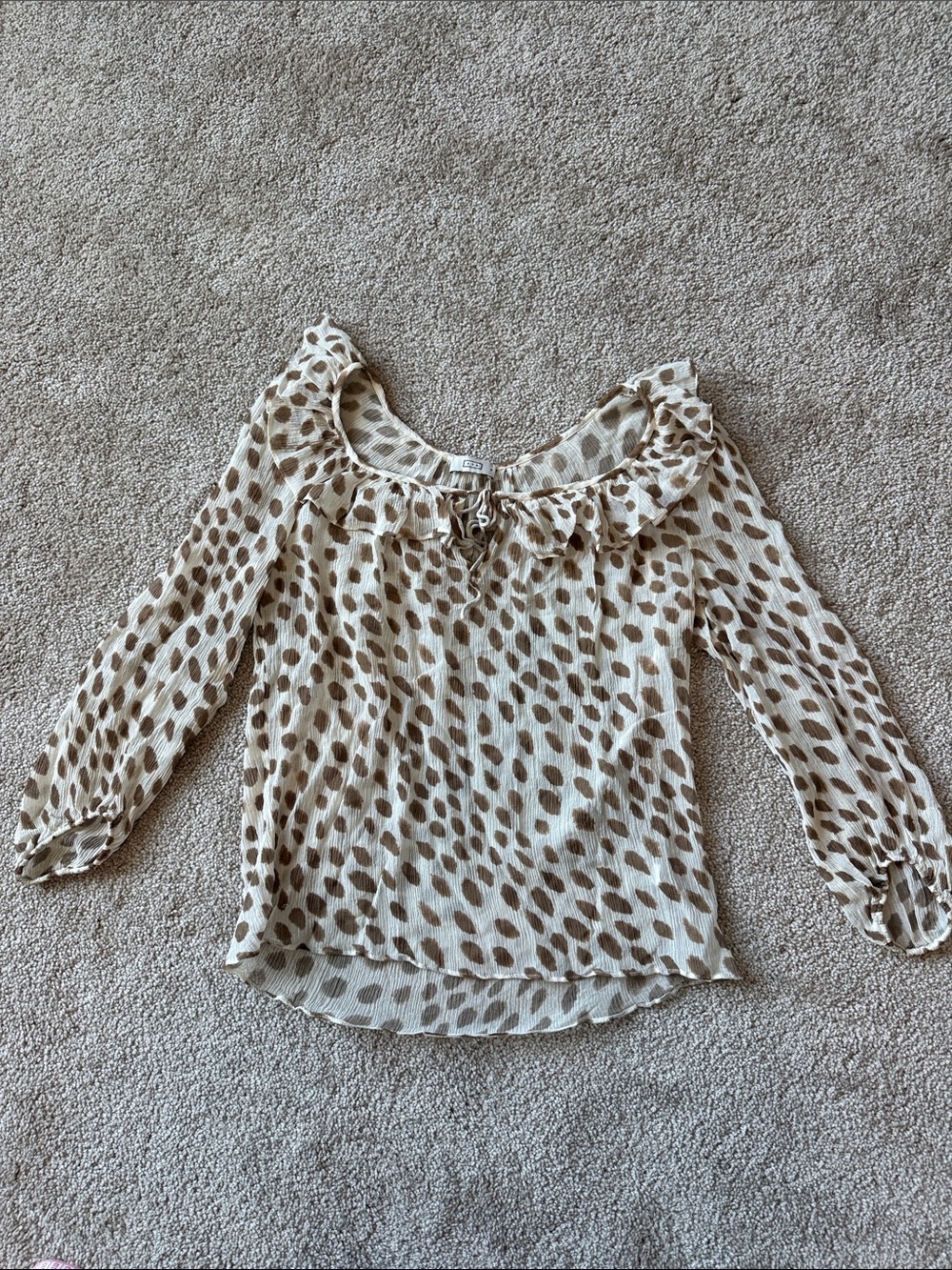 AYR Animal Print Flowy Cream Brown Blouse